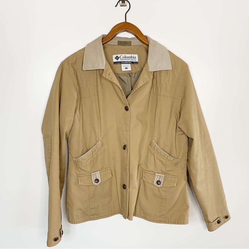 Columbia River Resort Twill Leather Trim Jacket, Khaki Tan,  Large